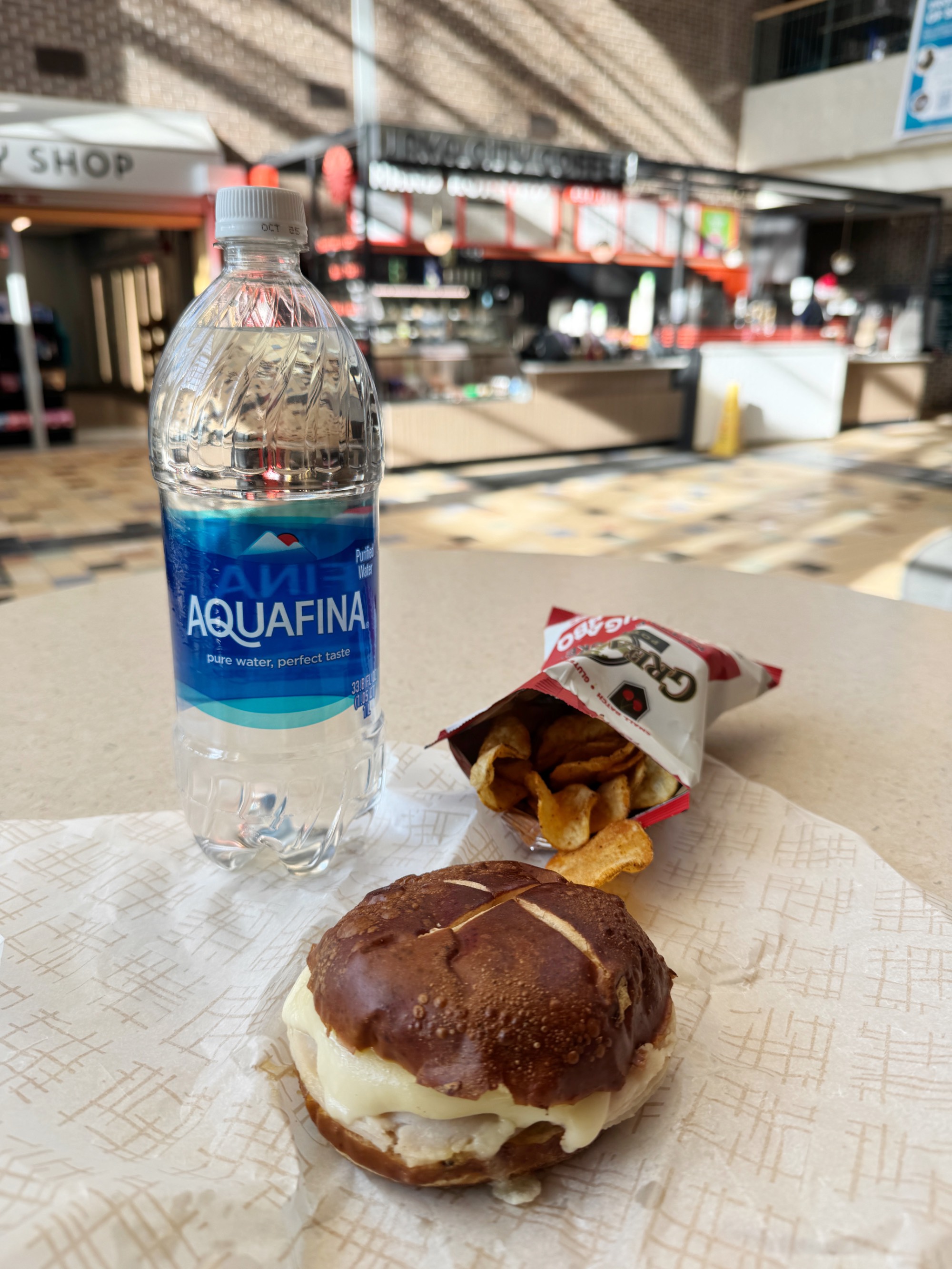 Hot Turkey & Swiss sandwich on Pretzel Bun
